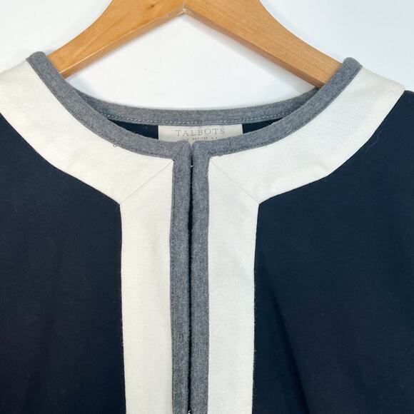 Talbots Lightweight Knit Suit Jacket Coat Black Cream Grey - Picture 3 of 11